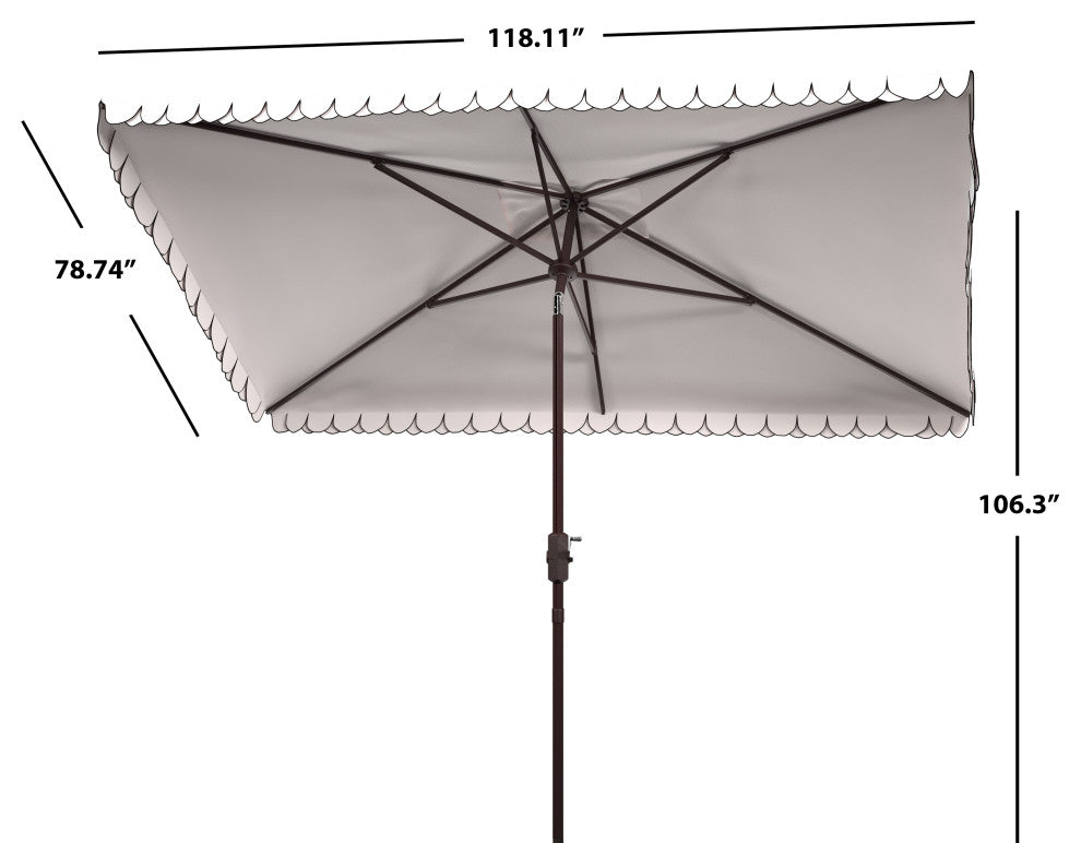 Safavieh Elegant Valance 6.5'x10' Rectangle Umbrella, White/Black