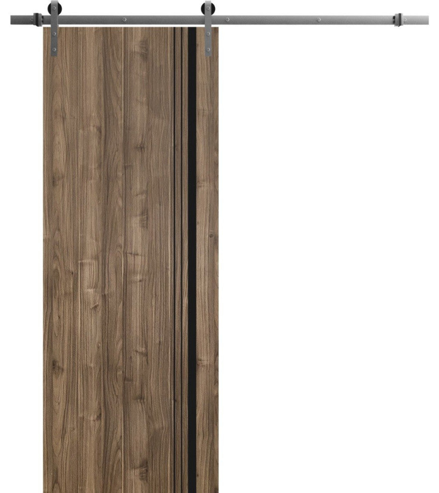 Bi-fold Doors 56 x 96 | Planum 0011 Walnut with  | Sturdy Tracks
