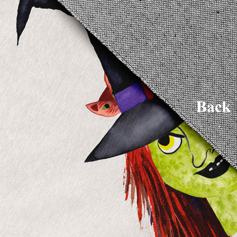 Witches Hat Halloween Design Chenille Area Rug, Ivory, 3'x5'
