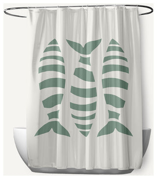 Puzzle Fish Sage 70" w x 73" h Shower Curtain