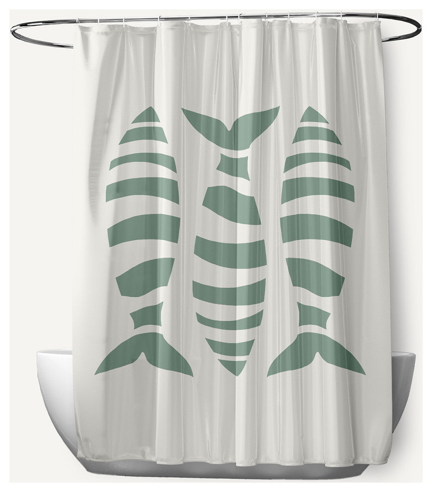 Puzzle Fish Sage 70" w x 73" h Shower Curtain