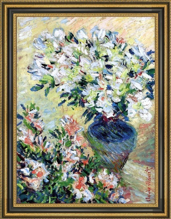 Claude Oscar Monet White Azaleas in a Pot Framed Premium Canvas Print, 18"x24"