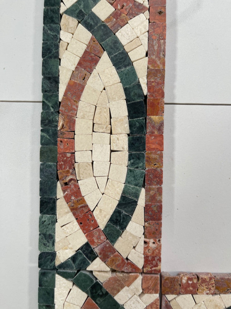 Asterales Red 2.8x11.8 Marble Mosaic Border Listello Tile Polished, 1 piece