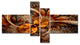 Dark Orange Fractal Flower, Abstract Canvas Art Print, 60"x32", 4 panels