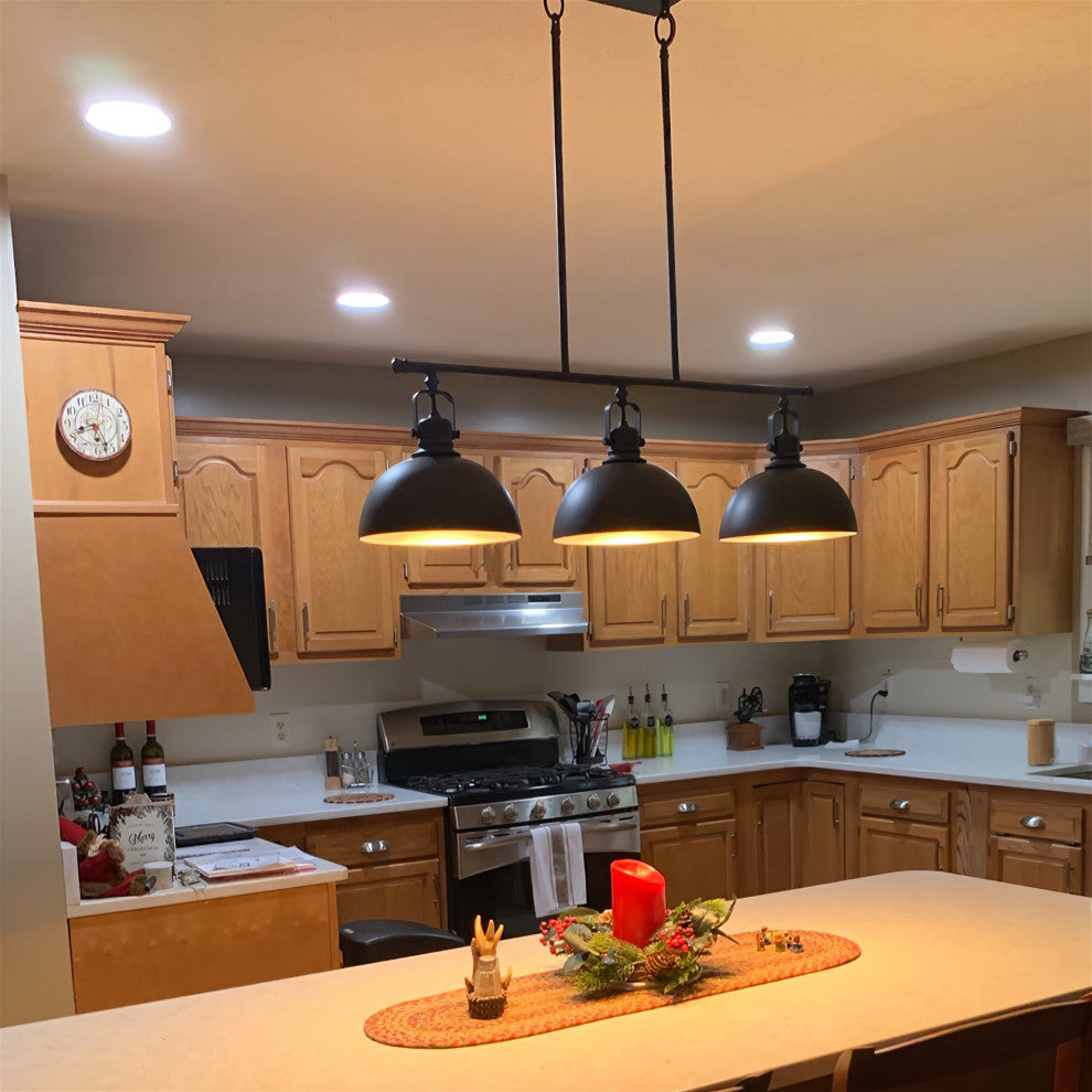 Kira Home Belle 34" Kitchen Island Light, Dome Shades, Swivel Joints, Oil Rubbed