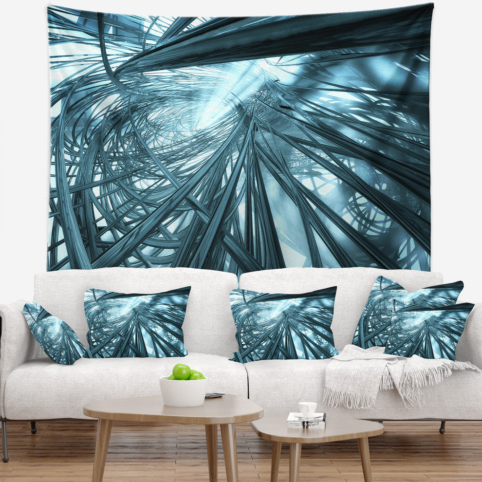 Fractal 3D Stripes Everywhere Contemporary Wall Tapestry, 92"x78"