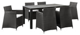 Modway Junction 7 Piece Outdoor Patio Dining Set, Brown White