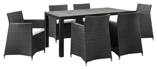 Modway Junction 7 Piece Outdoor Patio Dining Set, Brown White