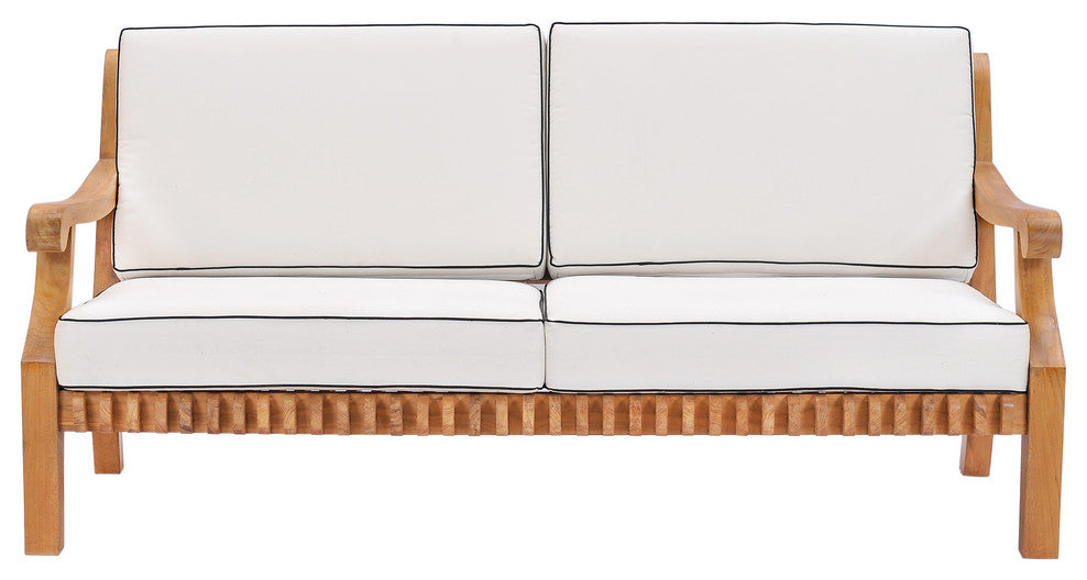Teak Wood Deep Seating Patio Love Seat with Cushions