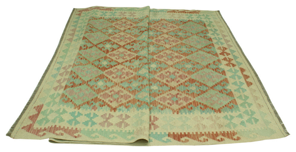 Sun Faded Flatweave Hajar Rust/Beige Rug, 6'8 x 9'9