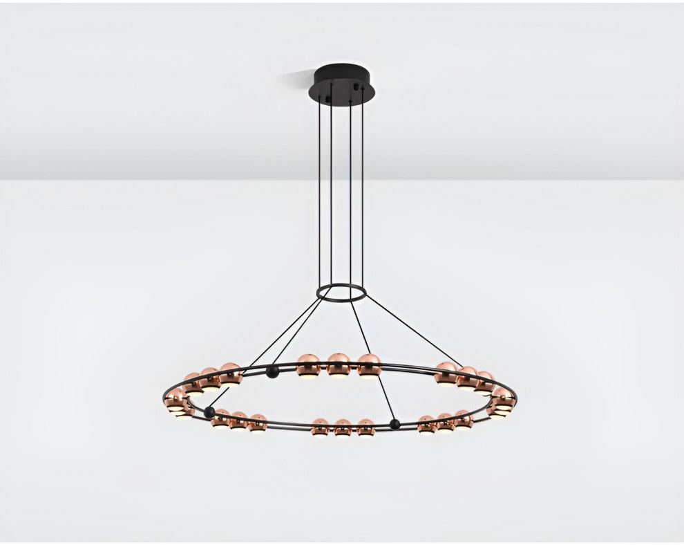 Irgoli | Ring Design LED Rose Gold Decor Hanging Chandelier for Living Room, 3 Rings, Cool Light, Dimmable
