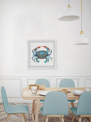 "Icy Blue Crab" Framed Painting Print, 18"x18"