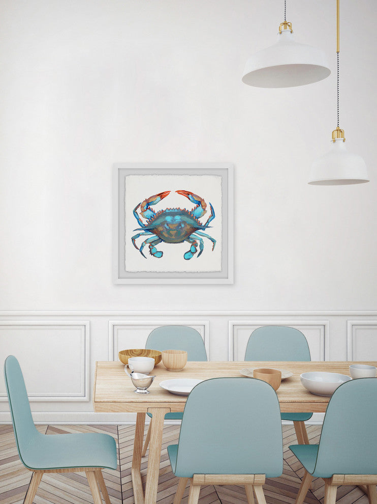 "Icy Blue Crab" Framed Painting Print, 18"x18"