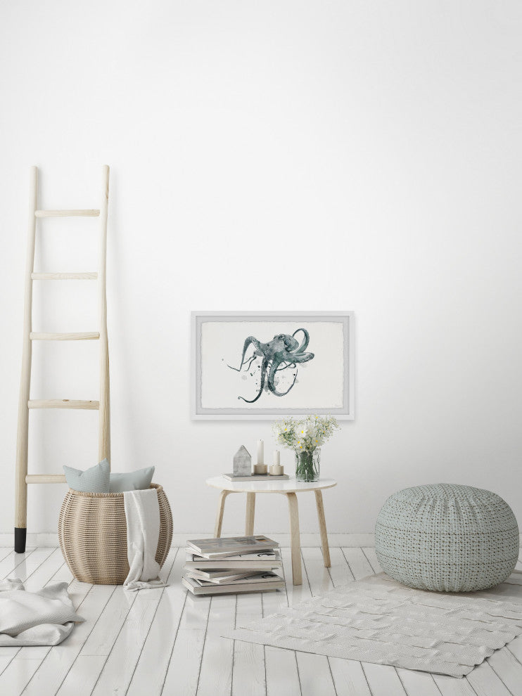 "Wondering Octopus" Framed Painting Print, 24"x16"