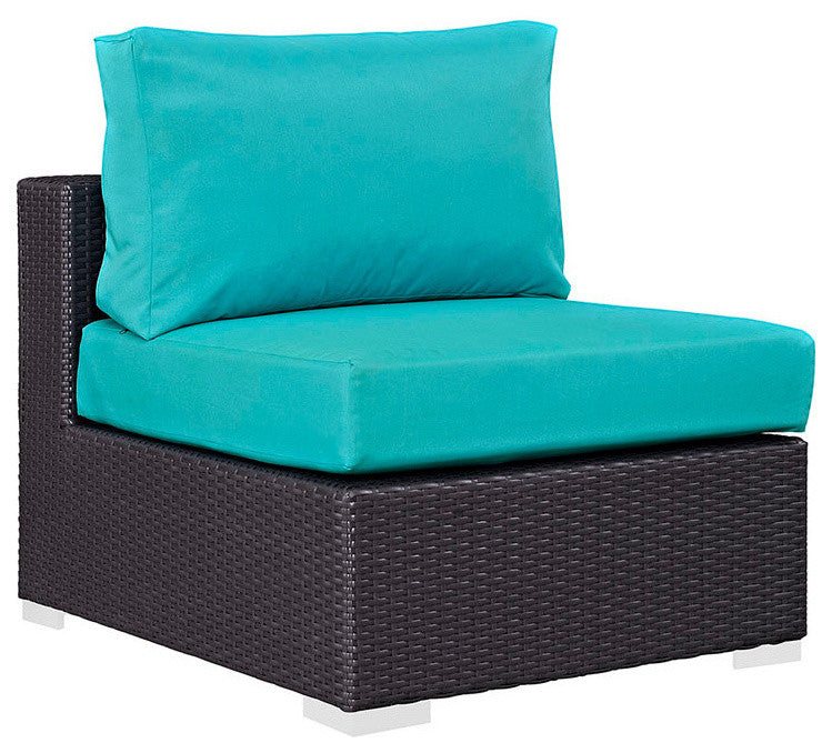 Espresso Turquoise Convene 7-Piece Outdoor Patio Sectional Set