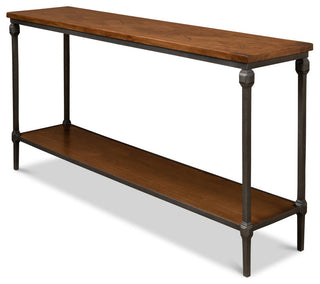 Huntsman Console Table With Shelf Wood and Iron Frame