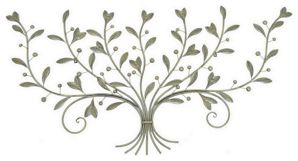 Plutus Brands Scroll With Leaves Wall Decor, Gold Metal