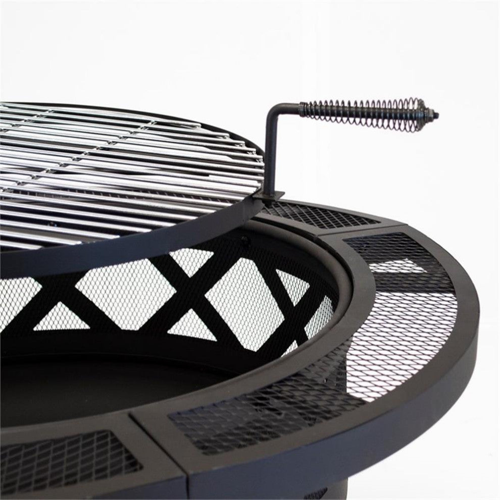 Afuera Living 32" Roundup Fire Pit with Cooking Shelf in Black