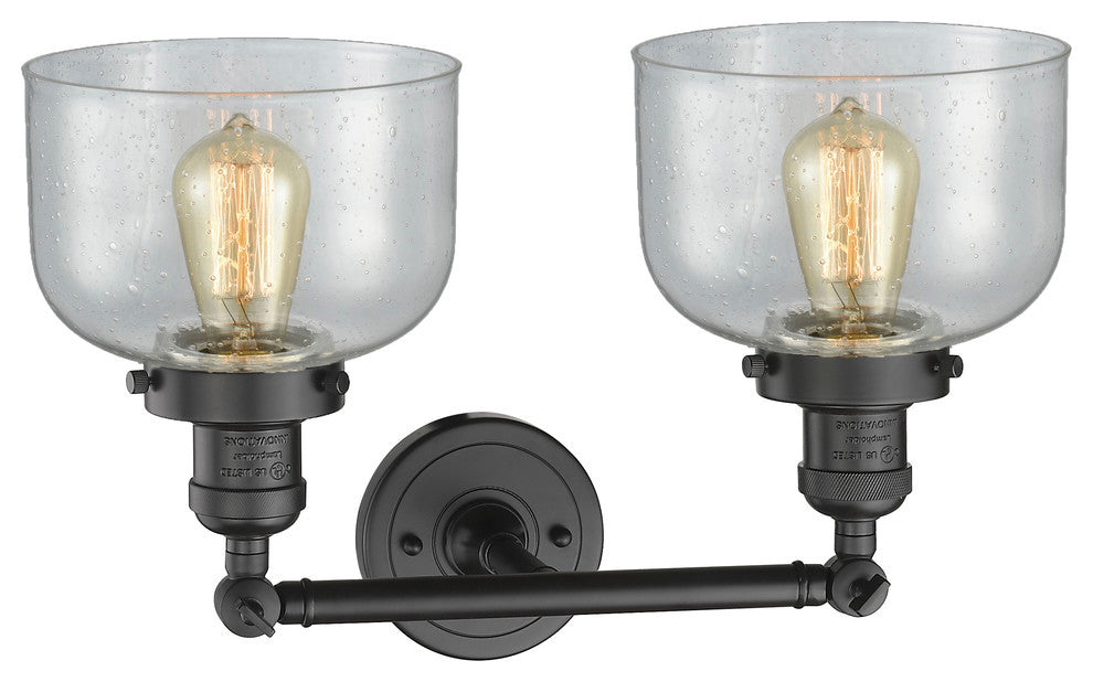 Large Bell 2-Light Bath Fixture, Oil Rubbed Bronze, Glass: Seedy