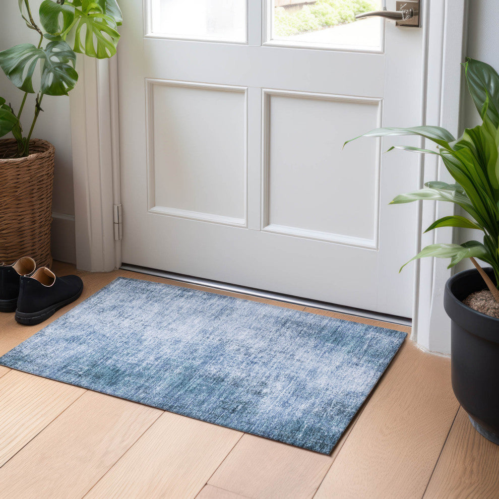 Machine Washable Indoor/Outdoor Chantille ACN1903 Blue 1'8" x 2'6" Rug