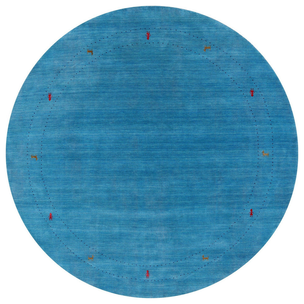 7' Round Persian Gabbeh Handmade Wool Rug Q7007