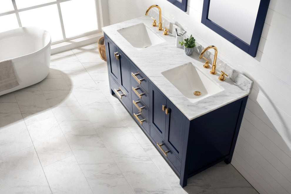 Valentino Modern 60" Blue Double Rectangular Sink Vanity