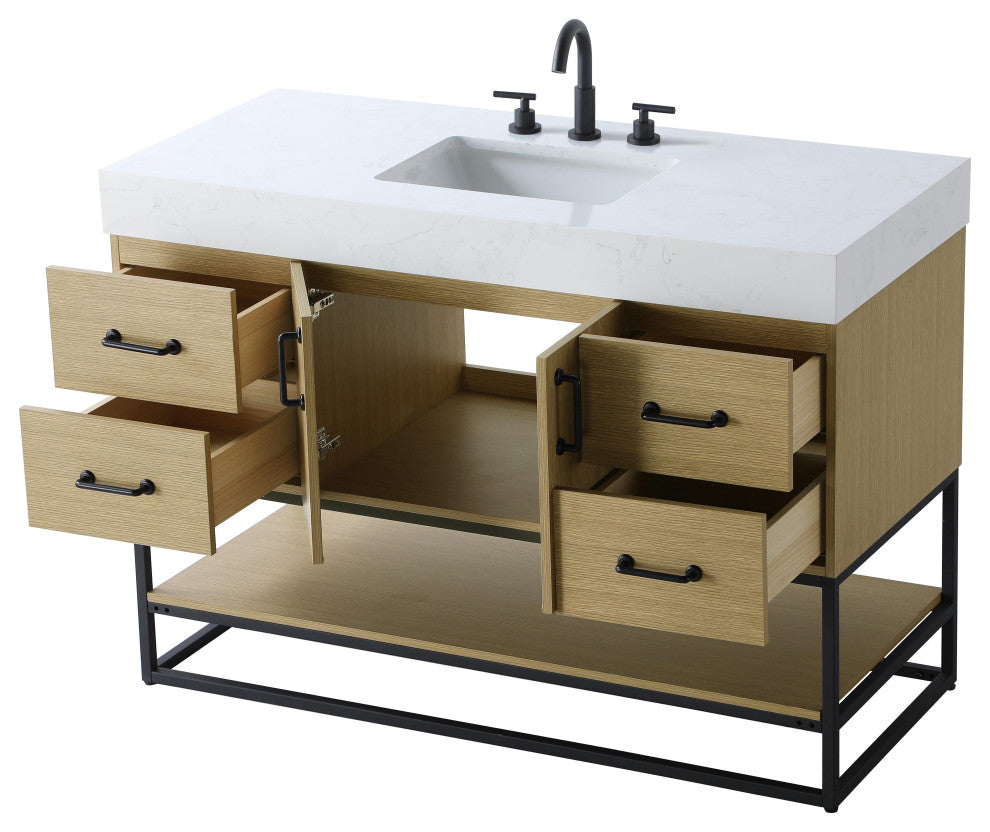 Home Living 48" Single Bathroom Vanity, Honey Brown