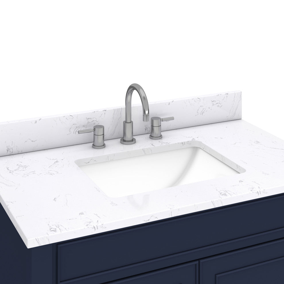 Avanity Bristol 36" Vanity Combo, Navy Blue and Cala White Engineered Top