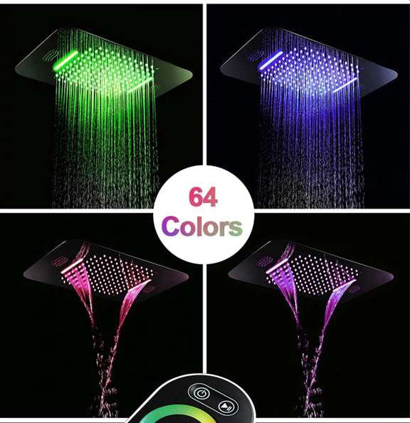 Fontana Dijon Thermostatic Ceiling Mount Rainfall LED Musical Bathroom Shower