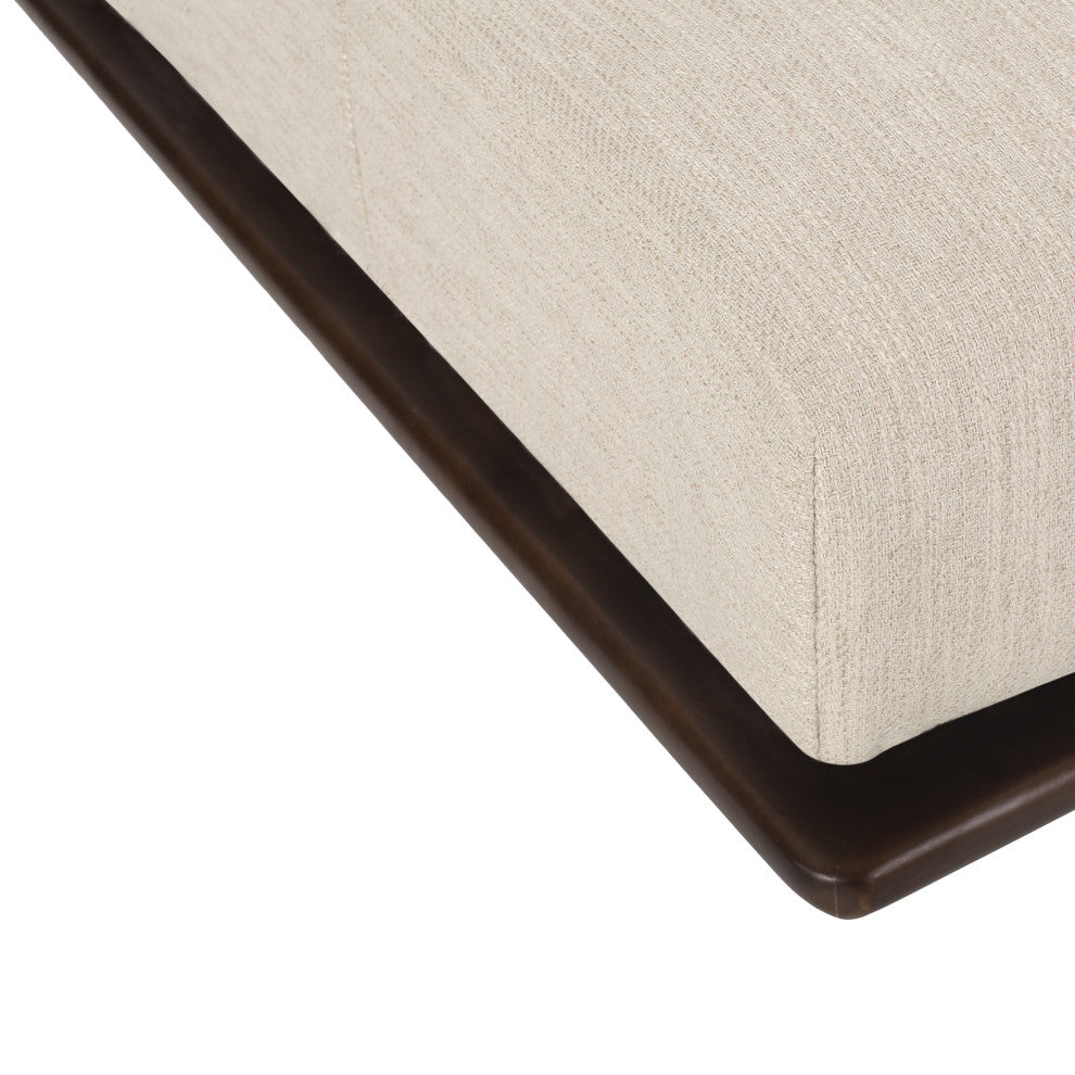 Lancer Mid Century Modern Tufted Chaise Lounge & Pillow, Beige/Natural Walnut