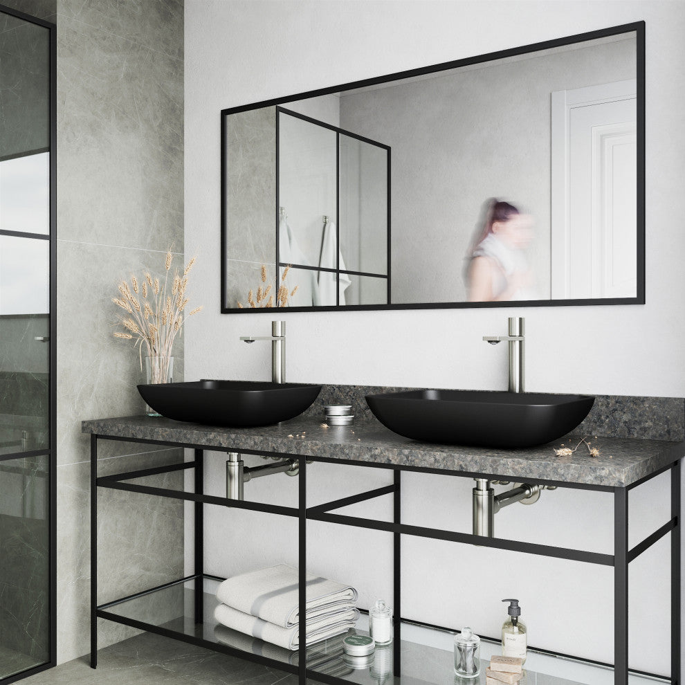 Sottile 18"L x 13"W Glass Vessel Sink and Gotham 12"H Faucet Set