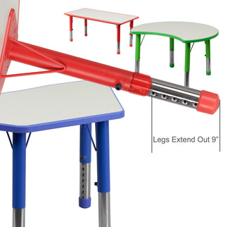 Blue Plastic Height Adjustable Activity Table With Gray Top