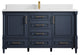 Aberdeen 60 Single Bathroom Vanity in Hale Navy Blue  1.5" White Quartz