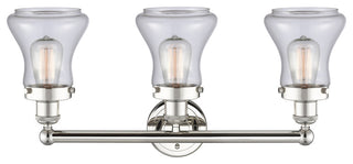 Edison Bellmont 3-Light 25" Bath Vanity Light, Polished Nickel, Clear Shade