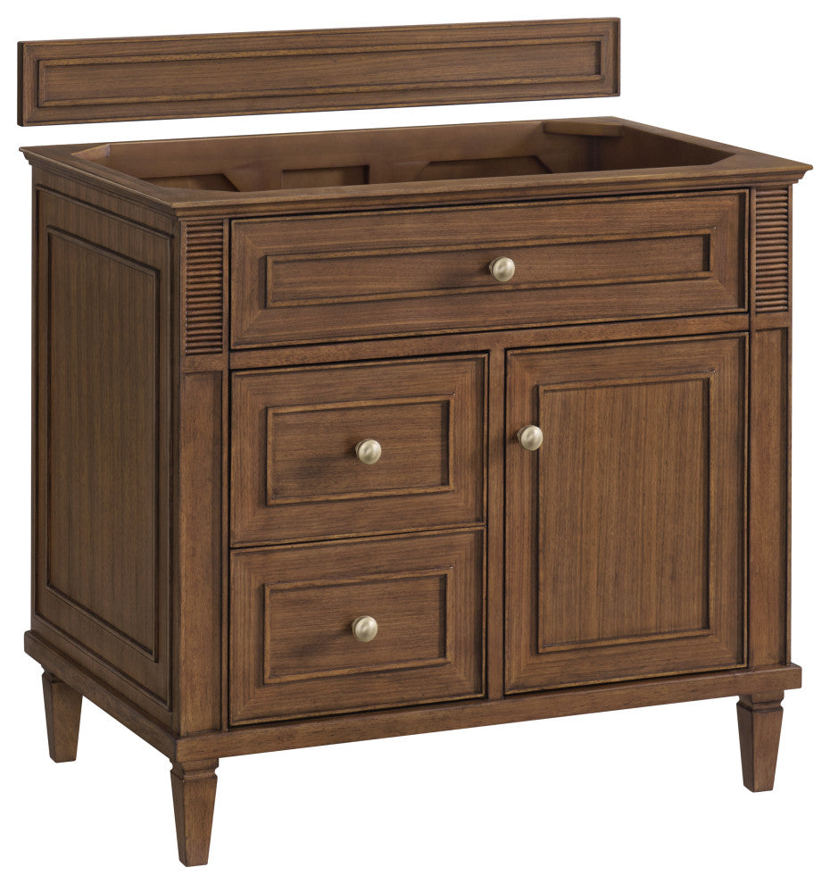 Lorelai 36" Single Vanity, Mid-Century Walnut, 3 CM White Zeus Top