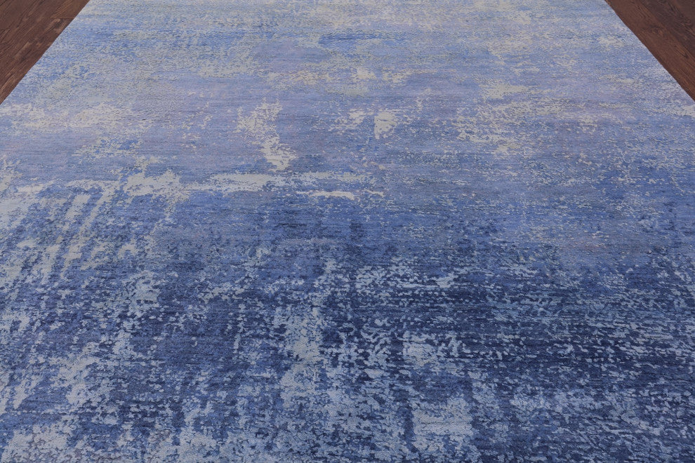 7' 11" X 10' 2" Hand Knotted Modern Wool and Silk Rug Q7145