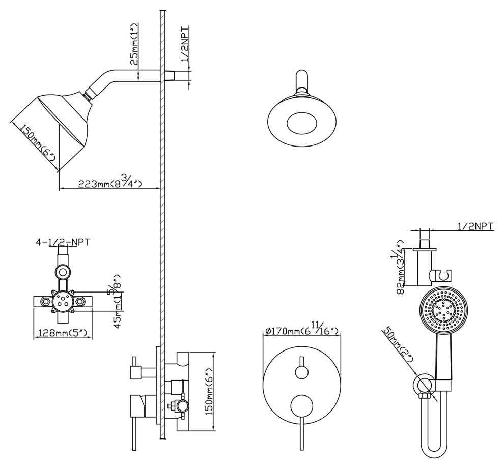 Pressure Balanced Shower Faucet with Handheld Shower