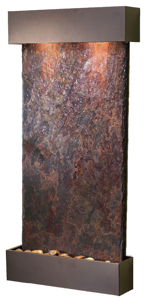 Whispering Creek Water Feature, Natural Multi-Color Slate, Antique Bronze