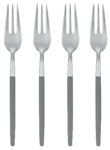 Maxime Set of 4 Cake Forks, Sharkskin/Gray