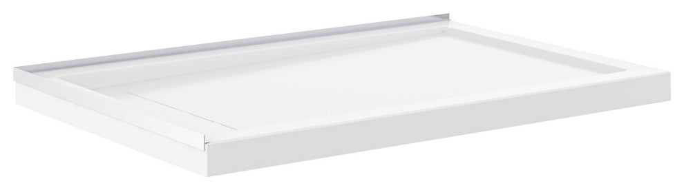Marquette 60x32 Shower Pan Base With Reversible Drain, Glossy White
