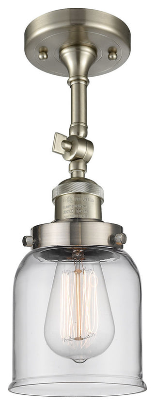 Small Bell 5" Semi-Flush Mount, Brushed Satin Nickel, Glass: Clear
