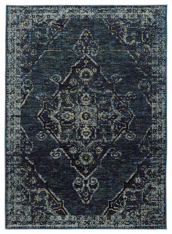 Adeline Overscale Medallion Area Rug, Blue, 10'x13'2"