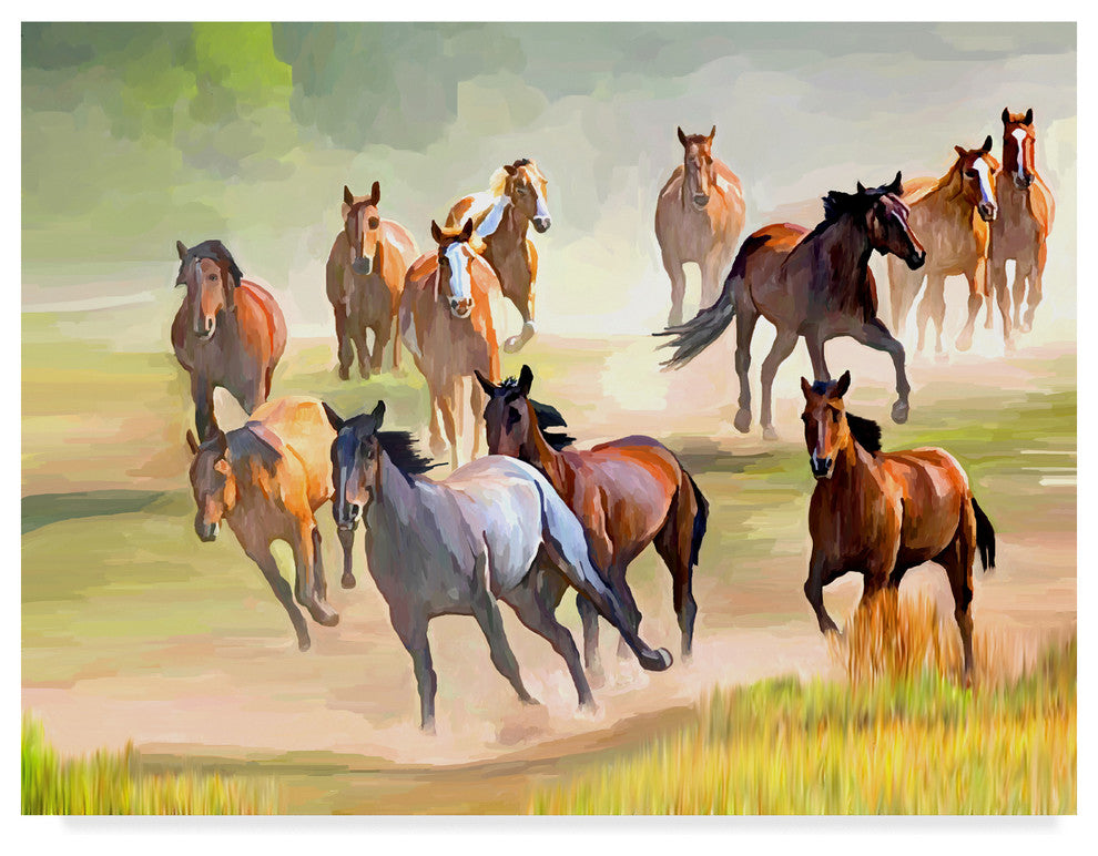 "Wild Horses Running" by Ata Alishahi, Canvas Art, 32"x24"