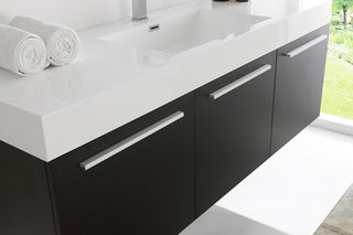 Fresca Vista 60" Black Wall Hung Single Sink Bathroom Vanity, Medicine Cabinet