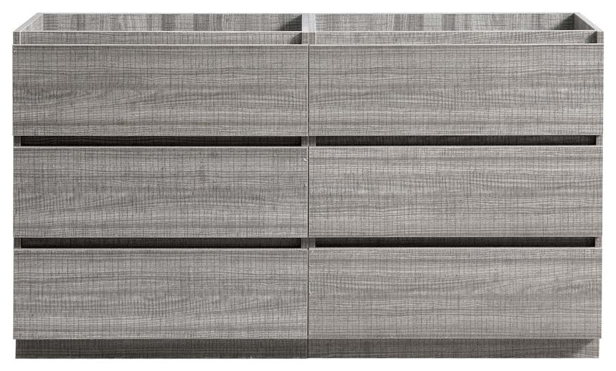 Fresca Lazzaro 60" Gloss Ash Gray Double Sink Cabinet