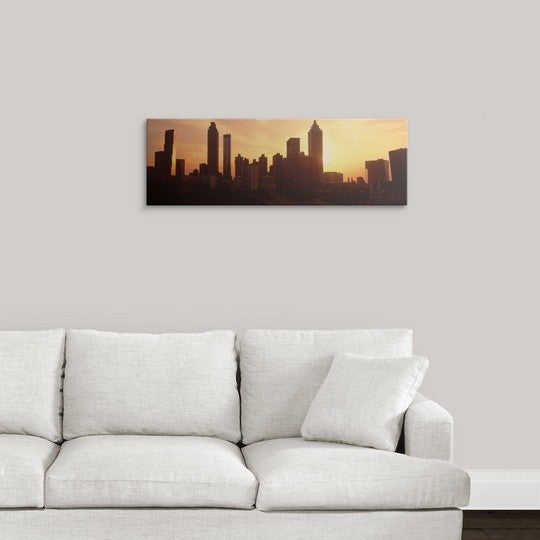 "Sunset skyline Atlanta GA" Canvas Art, 36"x12"x1.25"