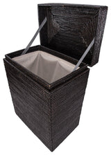Artifacts Rattan Rectangular Hamper With Hinged Lid, Tudor Black