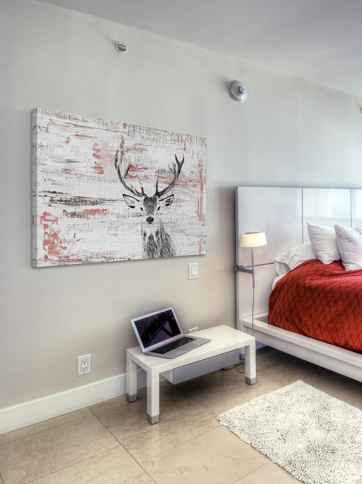 "Deer Glare" Painting Print on Wrapped Canvas, 18"x12"