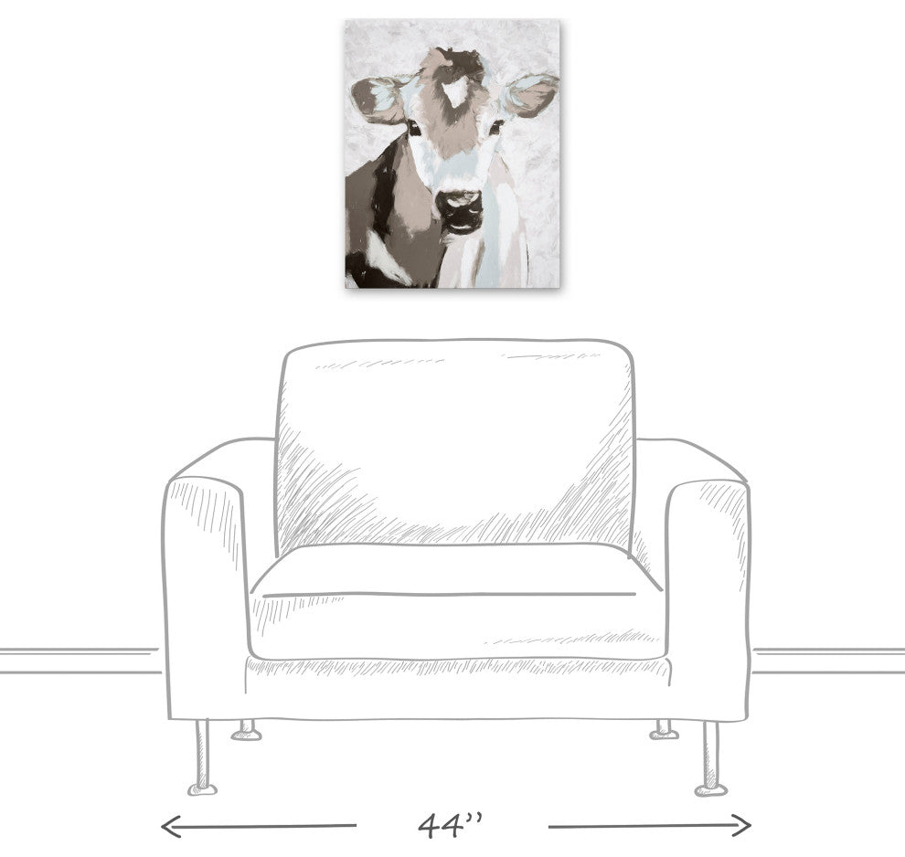 Painted Gray Cows 16x20 Canvas Wall Art