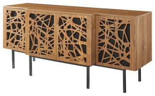 Console Entry Table Sideboard, Rectangular, Wood, Metal, Brown Walnut, Modern